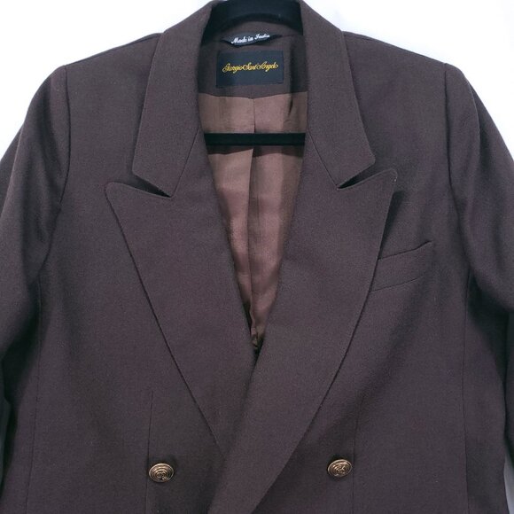 Giorgio Sant Angelo Womens Brown 100% Wool Pockets Preppy Blazer Jacket Size 12 - Picture 7 of 16